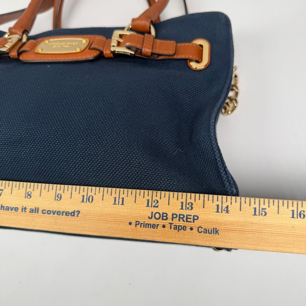 Michael Kors Hamilton Satchel Blue Canvas Medium Magnetic Snap Shoulder Bag - Picture 8 of 9